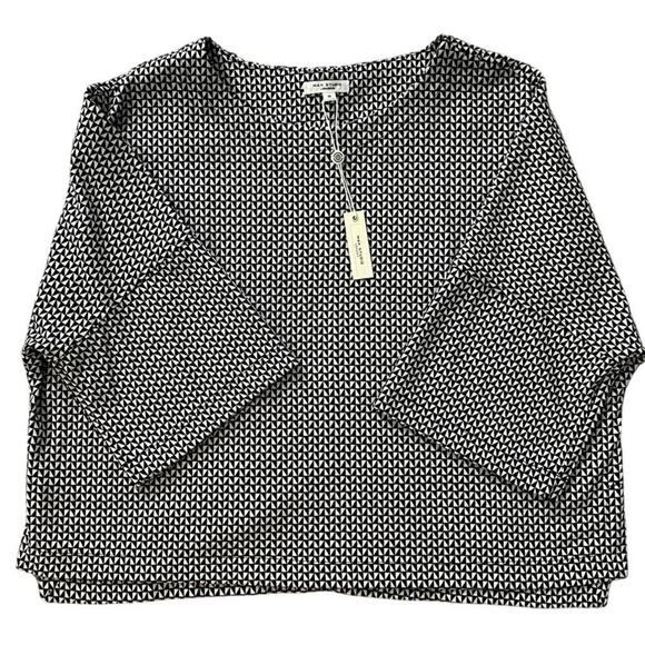 Max Studio London Blouse Medium | Geometric Print, Bell Sleeves NWT MSRP $240 - Picture 1 of 10
